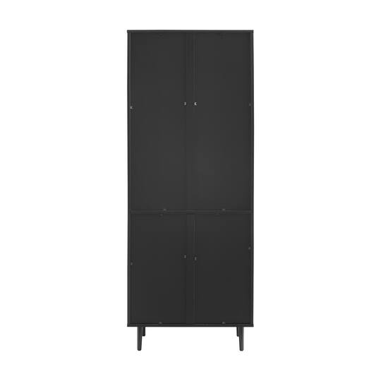 Walker Edison 68" Solid Black Hutch with Bookmatch Doors